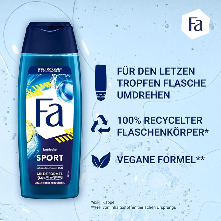 FA Gel de duș Sport, pachet de 6 x 250 ml