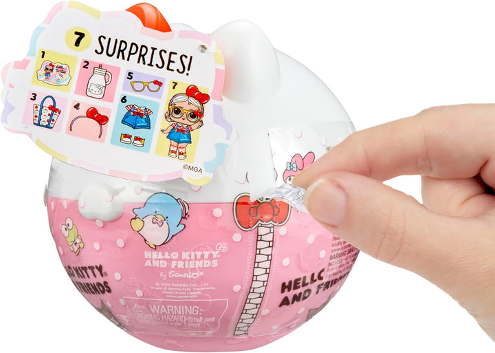 L.O.L. Surpriză! Loves Hello Kitty and Friends - 1 păpușă cu 7 surprize, Selecție aleatorie, 8 tots de colecționat, Cadou pentru copii cu vârsta peste 4 ani, Roz