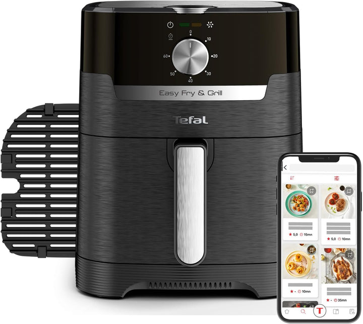 Tefal EY5018 Easy Fry & Grill Classic Heißluftfritteuse | 2-In-1 Technologie (Air Fryer Und Grill) | XL | 4,2 Liter Für 6 Portionen | 1550 Watt | Energiesparend | Ohne Öl | Gesunde Fritteuse | Schwarz