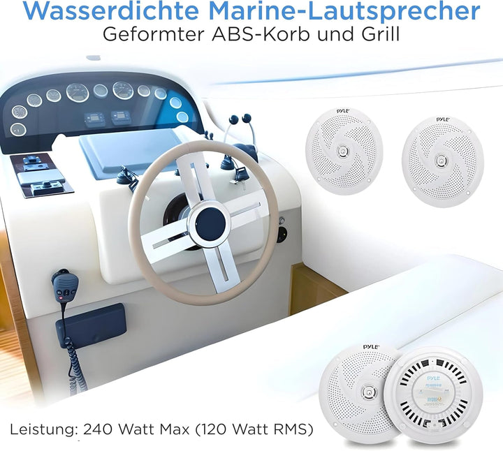 Pyle Outdoor Lautsprecher Boxen, Musikbox – Marine Speaker, Outdoor Box – Wasserdichte Box Outdoor 240W Als Auto Lautsprecher Oder Boot Marine Lautsprecher Als 2-Wege-Lautsprecher Passiv in Weiß