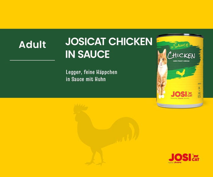 Josicat Pui în sos (12 X 415 G) | Adult | Hrană umedă premium pentru pisici adulte | Pui în sos | Vitamina D3 & E | Powered by JOSERA | Hrană umedă pentru pisici | Hrană completă | 12-Pack