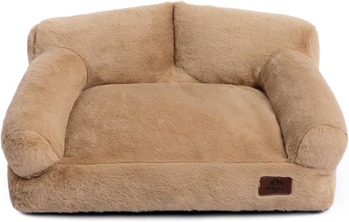 Pat pentru pisici, pat pentru câini mici, canapea pufoasă de pluș pentru pisici și căței, canapea extensibilă moale pentru animale de companie, pat respirabil pentru animale de companie, maro deschis