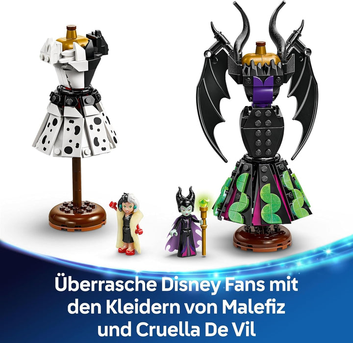 LEGO Ç€ Disney Villains The Dresses Of Maleficent And Cruella De Vil - Jucărie pentru băieți și fete de la 9 ani - Incl. 2 mini păpuși și 2 figurine de animale - Cadou aniversar pentru fani 43262