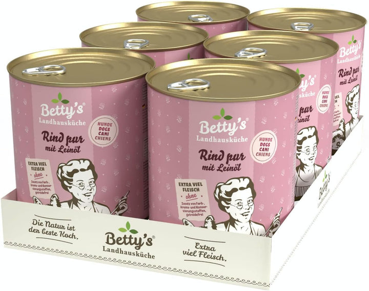 Betty'S Landhausküche cutie de hrană umedă pentru pisici, Fără cereale, Cea mai bună calitate, Carne de înaltă calitate, Gently cooked, Potrivit pentru toate rasele de pisici, Pui și fazan cu ulei de borangic 6 X 200 G