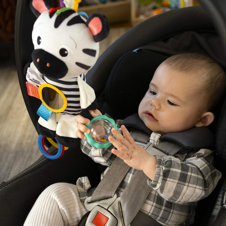 Baby Einstein Zen's Sensory Play jucărie de pluș zebră jucărie de activitate în design cu contrast ridicat, cu texturi diferite, sunete crinkle, un zornăitor și multe altele, 6 bucăți, 12793 Jucarii Bebe Naty Shop
