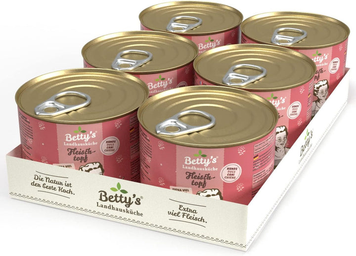 Betty'S Landhausküche cutie de hrană umedă pentru pisici, Fără cereale, Cea mai bună calitate, Carne de înaltă calitate, Gently cooked, Potrivit pentru toate rasele de pisici, Pui și fazan cu ulei de borangic 6 X 200 G