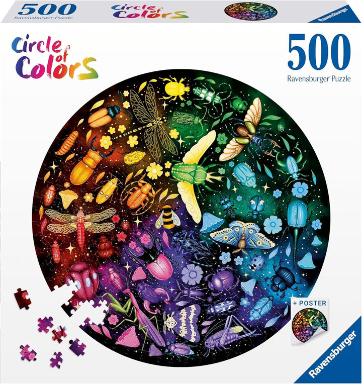 Ravensburger - Puzzle pentru adulți - Puzzle rotund cu 500 de piese - Potrivit de la 12 ani - Insecte (roată colorată) - Puzzle fabricat în Europa - 12000820