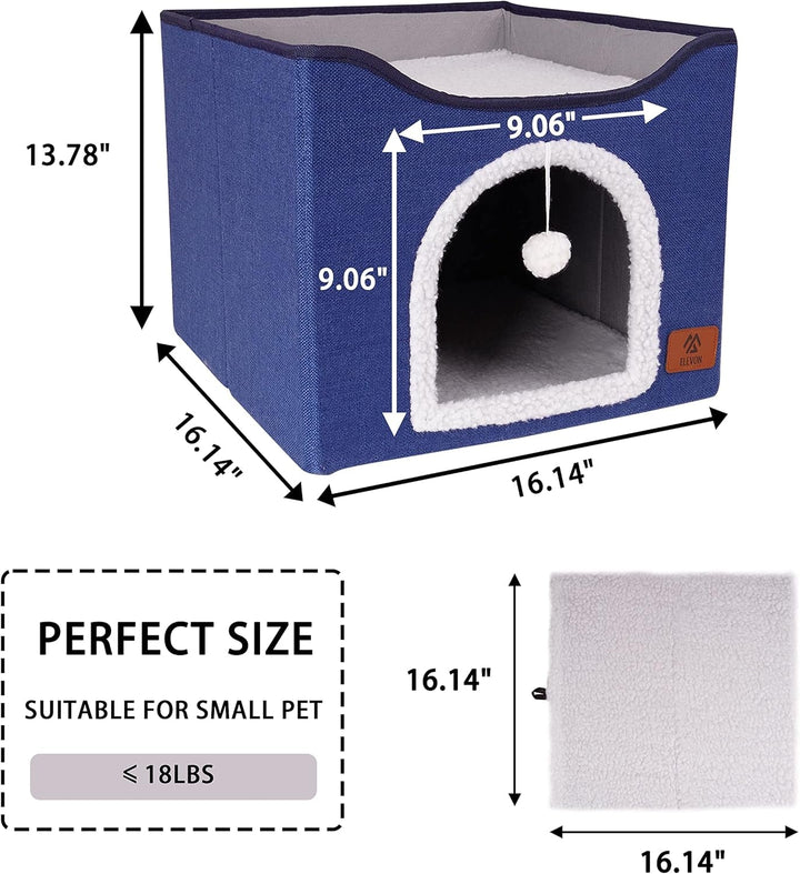 Paturi pentru pisici de interior, căsuță pliabilă pentru pisici, potrivită pentru toate anotimpurile, apartament tip cub pentru pisici cu zgârietură și pernă reversibilă, potrivită pentru mai multe animale de companie mici sub...
