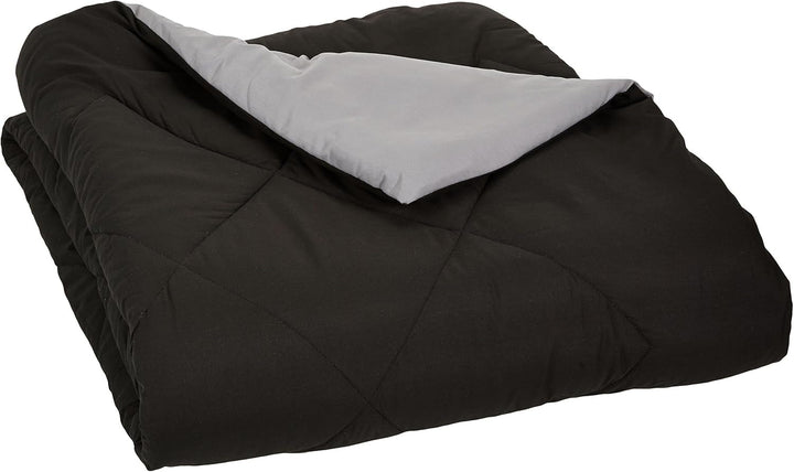 Amazon Basics cuvertură din microfibră, poate fi utilizată pe ambele părți, 220 X 240 Cm, gri / negru Plapumi si pilote Naty Shop