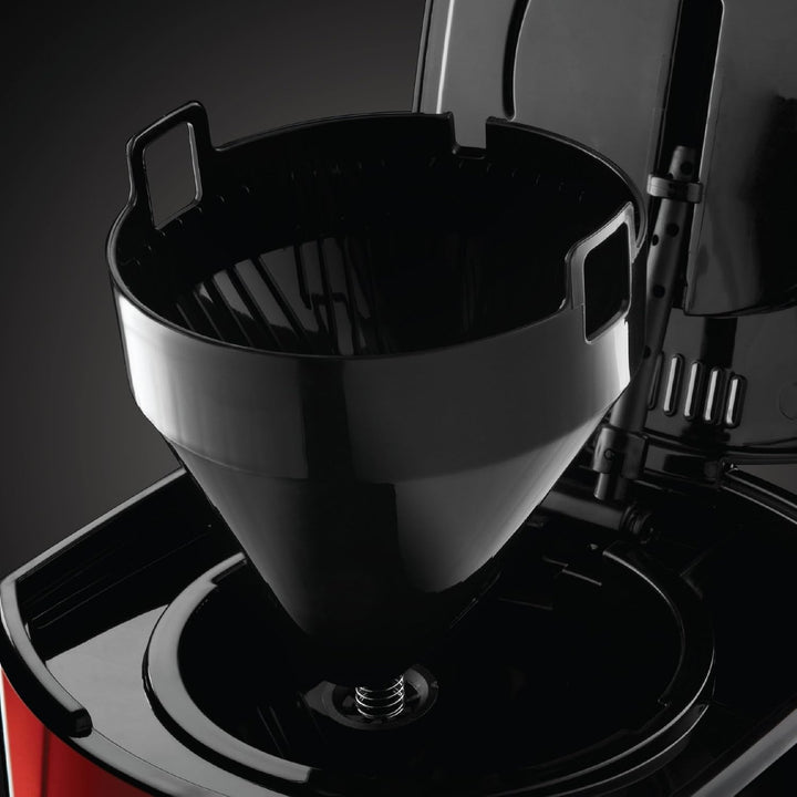 Russell Hobbs 23240-56 Luna Solar Red Digital Glass, Tehnologie cu cap de duș, Sistem de încălzire rapidă, Cafetieră, Oțel inoxidabil/Plastic, 1,5 litri, Roșu