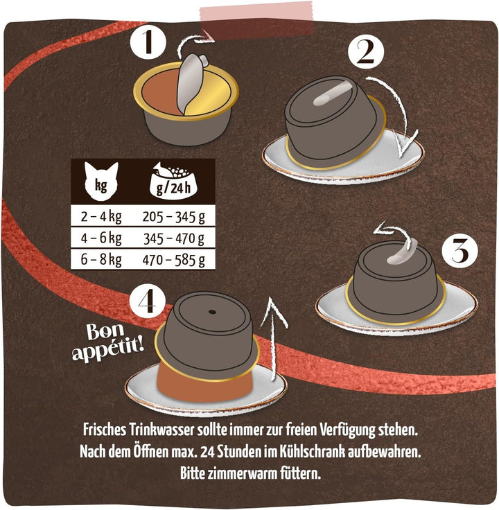 Mjamjam - Hrană umedă premium pentru pisici - Panna Gatto - carne fină de vită cu încoronare nobilă, 12Pack (2X80G), fără cereale