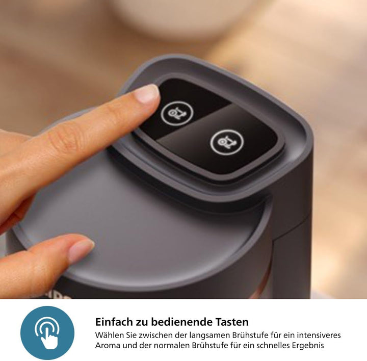 Cafetieră turcească Philips seria 5000 - funcție de preparare lentă, capacitate de 4 căni, protecție la supraîncălzire și revărsare, indicator de pregătire, butoane Easy Touch, oprire automată (HDA150/60)