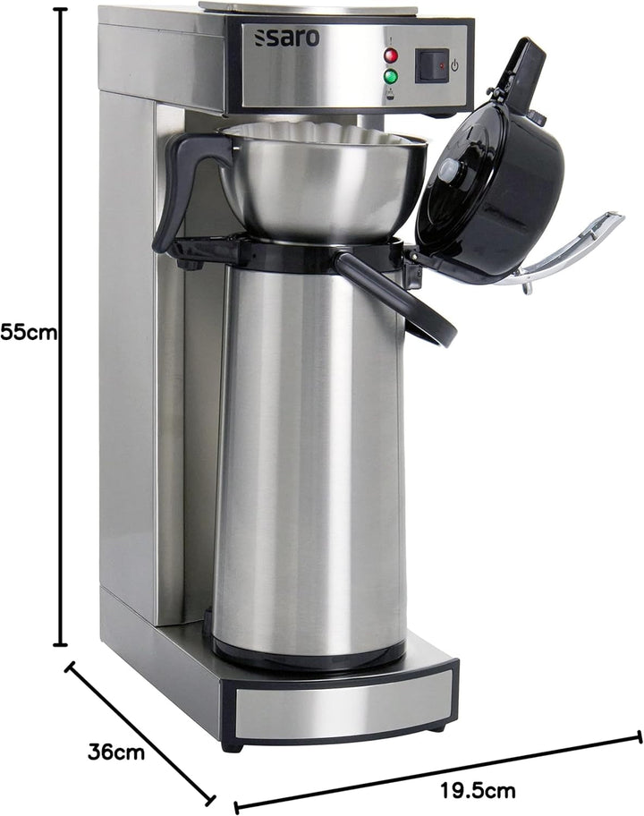 Espressor Saro, inclusiv vas cu pompă izolat din oțel inoxidabil – 2,2 l – Timp de preparare aprox. 5–6 min – Protecție la mersul în gol – 2,069 kW – Model THERMO 24