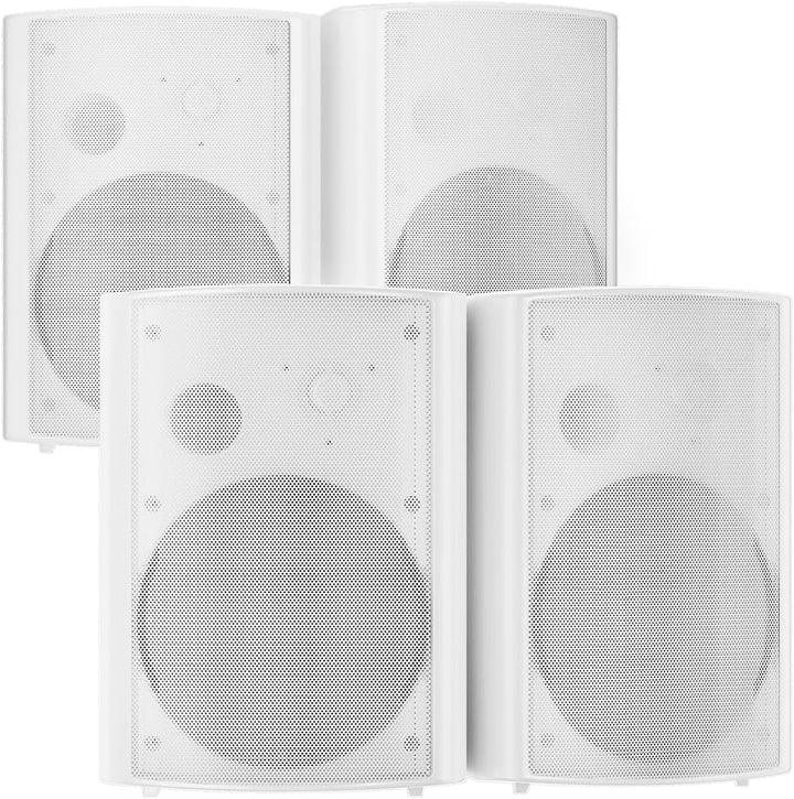 STUDIOFINIX 800W 6.5 Zoll Outdoor Bluetooth Lautsprecher Wasserdicht Verdrahtet Mit Multifunktionsverstärker Wandmontage Wetterfestes Lautsprecher-System Für Patio Garten Home(4 Lautsprecher, Weiß)
