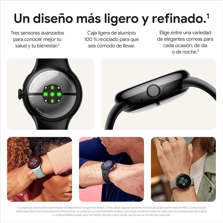 Google Pixel Watch 2 cu monitorizarea ritmului cardiac Fitbit, gestionarea stresului și securitate, smartwatch Android, carcasă din aluminiu negru mat, obsidian, WLAN
