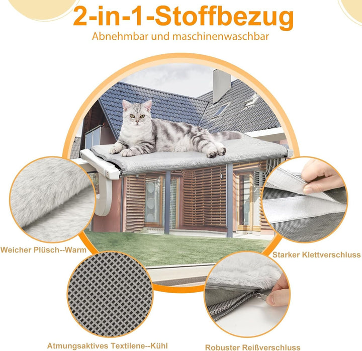 GUUSII HOME Șezlong pentru pisici, hamac pentru balcon și fereastră, pentru încălzirea radiatorului, 56 * 34,5 cm, hamac pentru pisică, șezlong pentru pisică, scaune pentru fereastră, pat pentru pisică, pervaz, șezlong pentru fereastră (S)