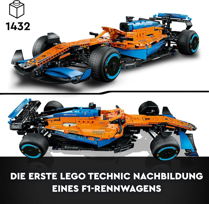Lego Technic Mclaren Formula 1 Racing Car - Model F1 pentru adulți cu motor V6 și direcție - Cadou pentru fanii și colecționarii sporturilor cu motor - 42141