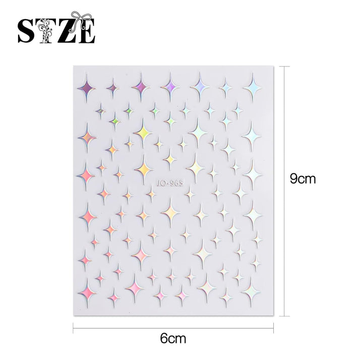 JMEOWIO Nagelsticker Aurora 12 Blatt Nail Art Sticker Selbstklebend Nagelaufkleber Holografisches Stern Herz Dekoration Nageldesign Zubehör