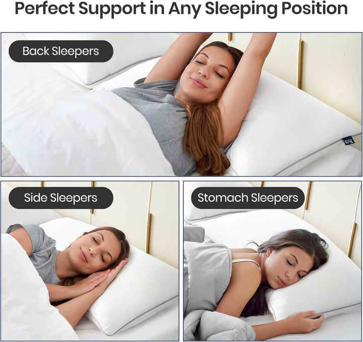 Pernă Bedstory, hipoalergenică, pernă de pat pentru hotel, țesătură perlată, pernă de dormit de lux pentru cei care dorm pe spate, pe burtă sau lateral (48 X 74 Cm), 2 bucăți