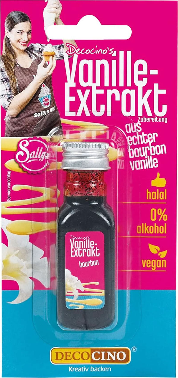 DECOCINO Vanille-Extrakt (20 Ml) Natürlicher Vanille Geschmack Ohne Alkohol, Aus Madagascar Bourbon – Für Kuchen, Torten Und Getränke – Vegan