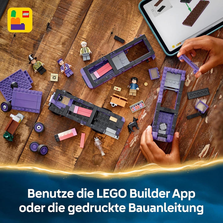 LEGO Harry Potter Adventures With The Travelling Knight, set de construcție cu 5 minifigurine, inclusiv Ernie Prang, Stan Shunpike & Padfoot, jucărie de autobuz pentru fanii lumii vrăjitorilor, băieți și fete de la 8 ani 76446