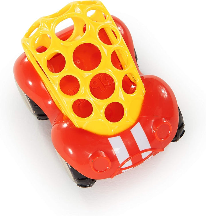 Bright Starts, Oball, mașină de jucărie cu zornăitor, jucărie cu activitate motorie pentru bebeluși și copii mici de la 3 luni, 1 bucată, culoare aleatorie albastru sau roșu Jucarii Bebe Naty Shop
