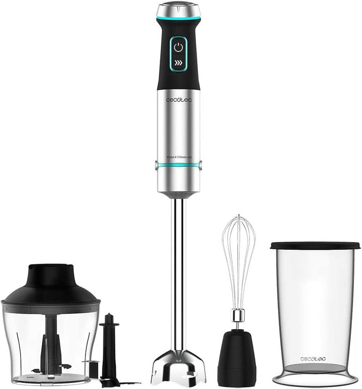 Cecotec Stabmixer Power Titanblack 1500 XL Perfectcream&Crush. 1500 W, Crossblades Technologie Mit 4-Klinge-Blättern Mit Schwarzer Titan-Beschichtung, Extralangem Fuß, Spritzschutz-Klingeneinsatz