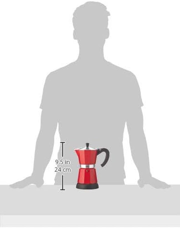 Espressoare Cilio CLASSICO pentru 6 cești / Electric 480W / Ã˜ 11.5 Cm Înălțime: 25 Cm / Aluminiu / Roșu / Placă de încălzire integrată / Cu funcție de menținere la cald și sită de reducere / Pentru călătorie sau camping