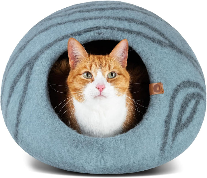 MEOWFIA Pat pentru Pisici Peșteră – Paturi ecologice din lână 100% Merino pentru pisici și pisoi