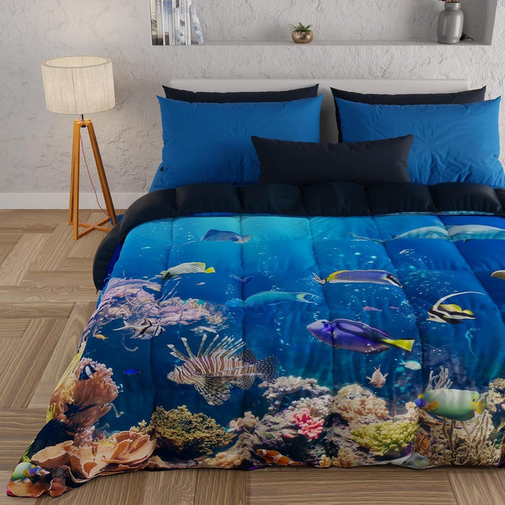 PETTI Artigiani Italiani cuvertură pentru pat dublu, 100% Made in Italy, Aquarium Plapumi si pilote Naty Shop