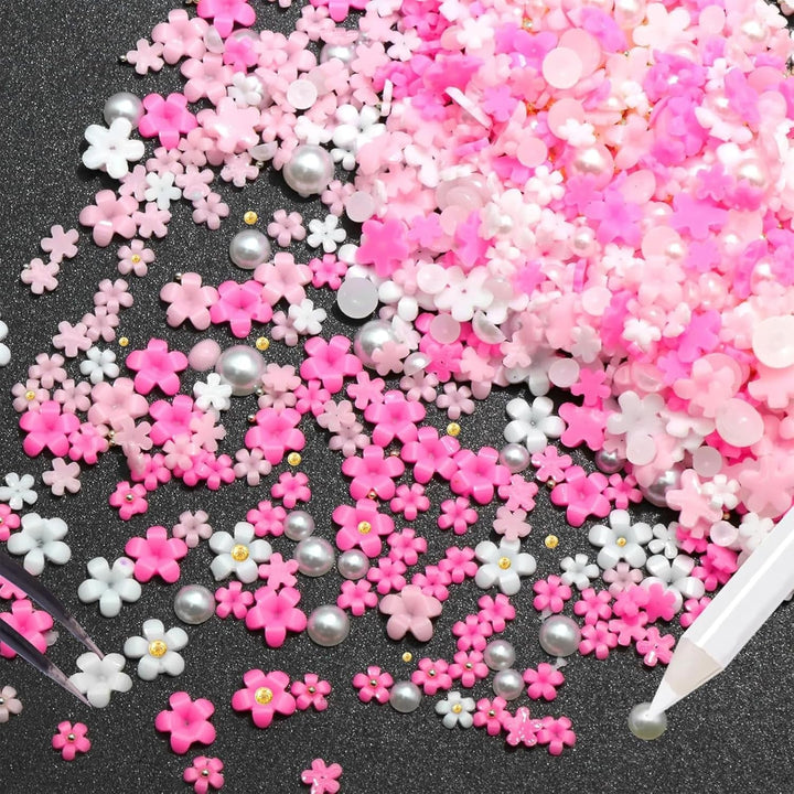 1 Karton Nail Art Charms, 3D Blumen Nagelkunst Charms, Acryl Blumen Nagel Strass Mit Ornamenten, Nagel Edelsteine, Nagel Zubehör Für Mädchen, Nagelkunst Dekoration, DIY Handwerk Nail Design