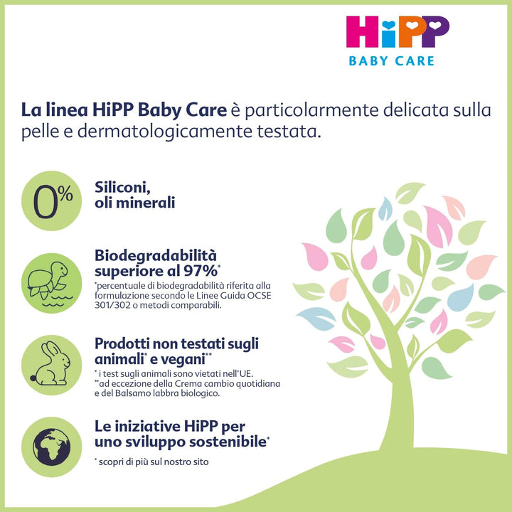 HiPP Baby Care Șampon cu balsam pentru copii, descurcă părul și protejează scalpul, pentru pielea sensibilă, cu extract natural de migdale organice, 1 x 200 ml