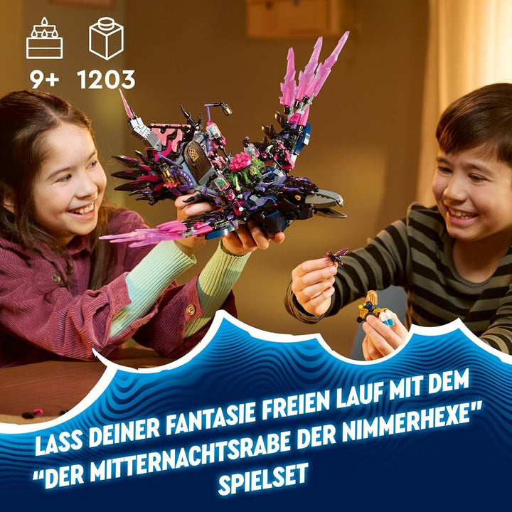 LEGO Dreamzzz 3-In-1 The Midnight Raven Of The Never Witch, Playset pentru băieți și fete de la 9 ani, cu figurine de animale, colibă fantastică pentru a o transforma într-o casă, un păianjen sau o pasăre 71478