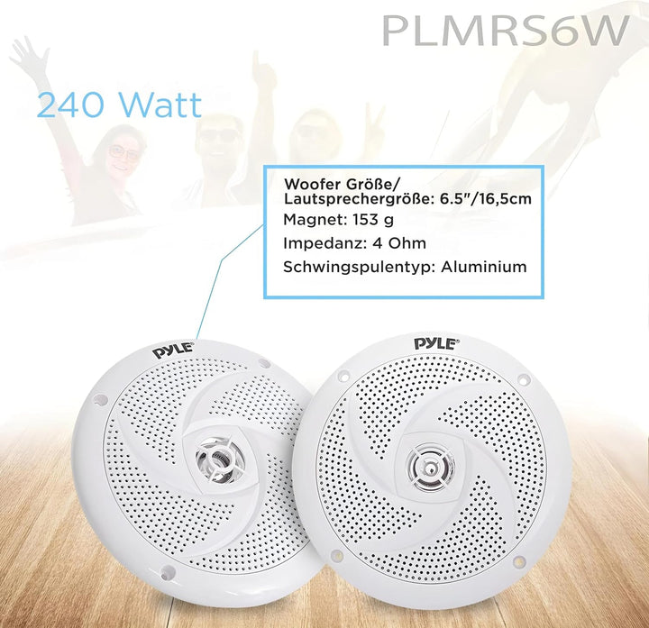 Pyle Outdoor Lautsprecher Boxen, Musikbox – Marine Speaker, Outdoor Box – Wasserdichte Box Outdoor 240W Als Auto Lautsprecher Oder Boot Marine Lautsprecher Als 2-Wege-Lautsprecher Passiv in Weiß