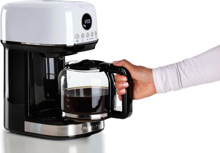 Ariete, Espressor cu Râșniță de Cafea Moderna 1318, Cafea Autentică, Filtru pentru 1 sau 2 Cești, Maxi Cappuccino, Oprire Automată, Râșniță de Cafea cu Capacitate de 250 g, Alb