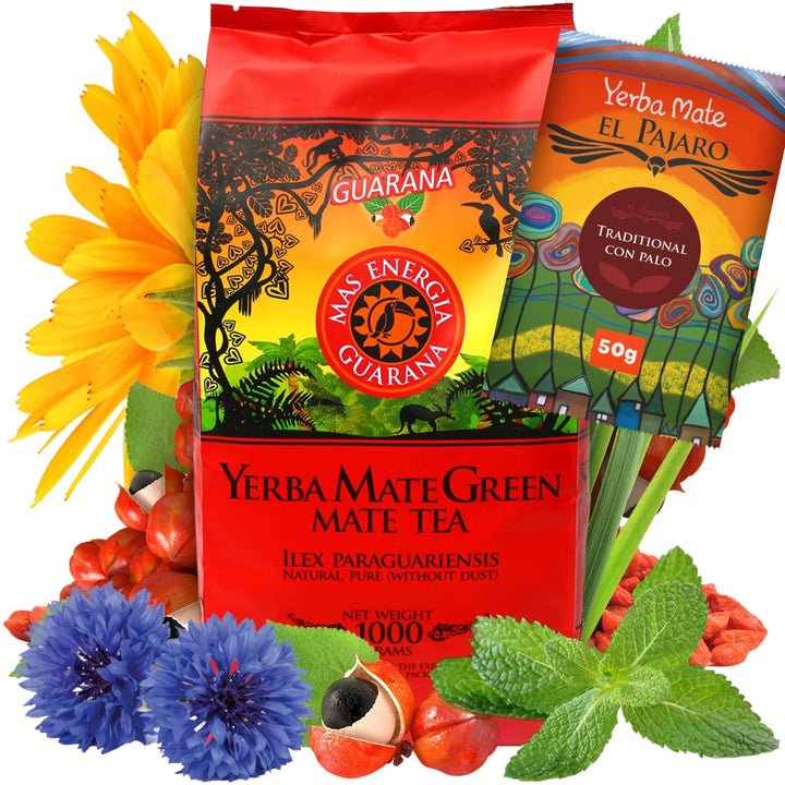 Yerba  „Mas Energia Guarana” 1 kg – Ceai Mate brazilian cu guarana și mentă | Ceai Yerba Mate fructat | Energie naturală fără aditivi artificiali | Vegan