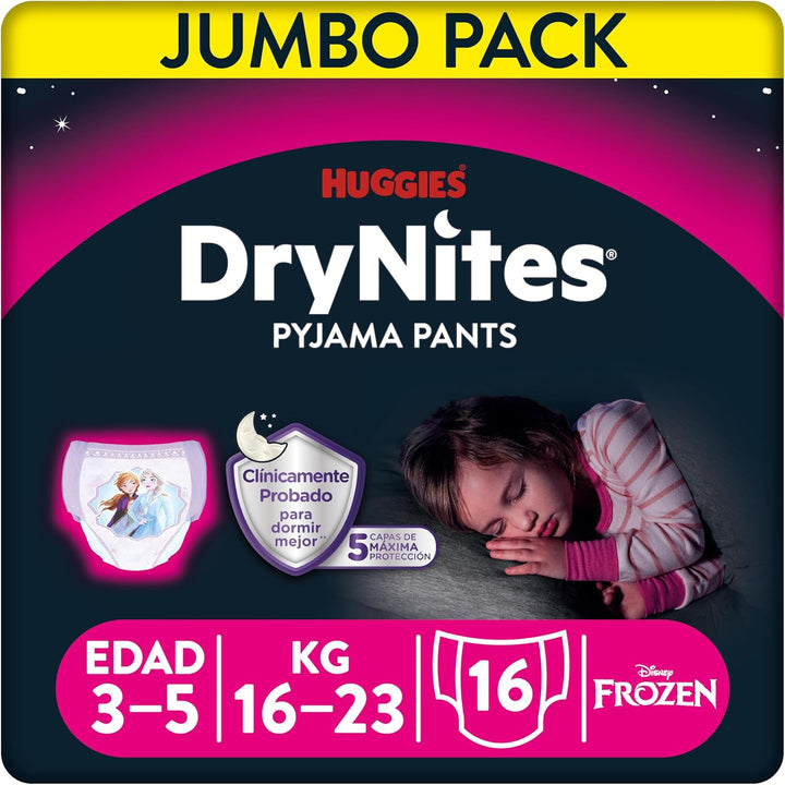 Pantaloni de pijama Dry Nites fată 3-5 ani, 1 pachet (16 bucăți)