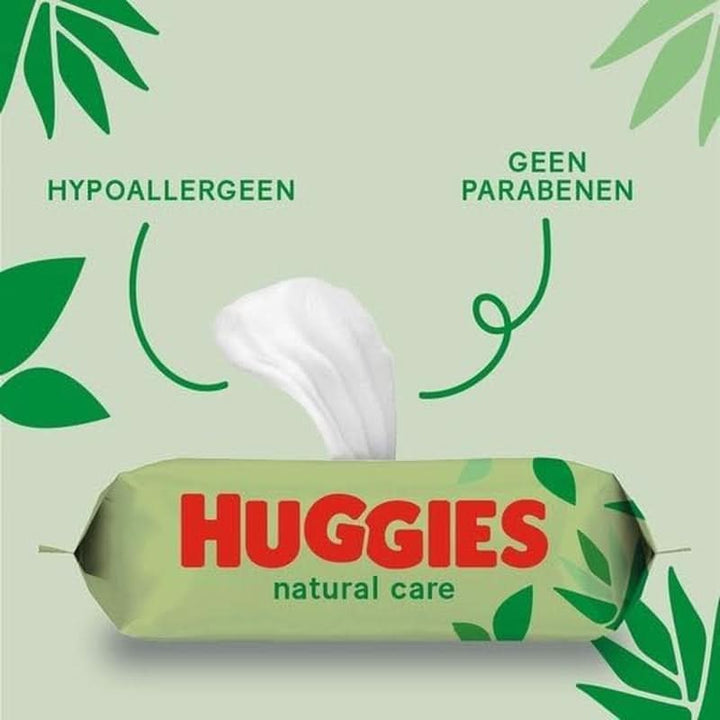 Huggies® Natural Care Babytücher, 10X56 Tücher, Hergestellt Aus Hautpflegefasern Für Eine Gesunde Haut – Babytücher Angereichert Mit Aloe Vera