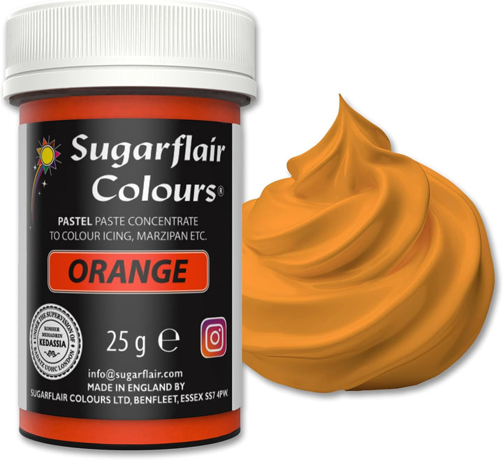 Sugarflair Lebensmittelfarbe Pasta Pastel Orange, Pasta Lebensmittel Farbe Für Fondant Und Marzipan, Spectral Concentrated Paste Colours - 25G