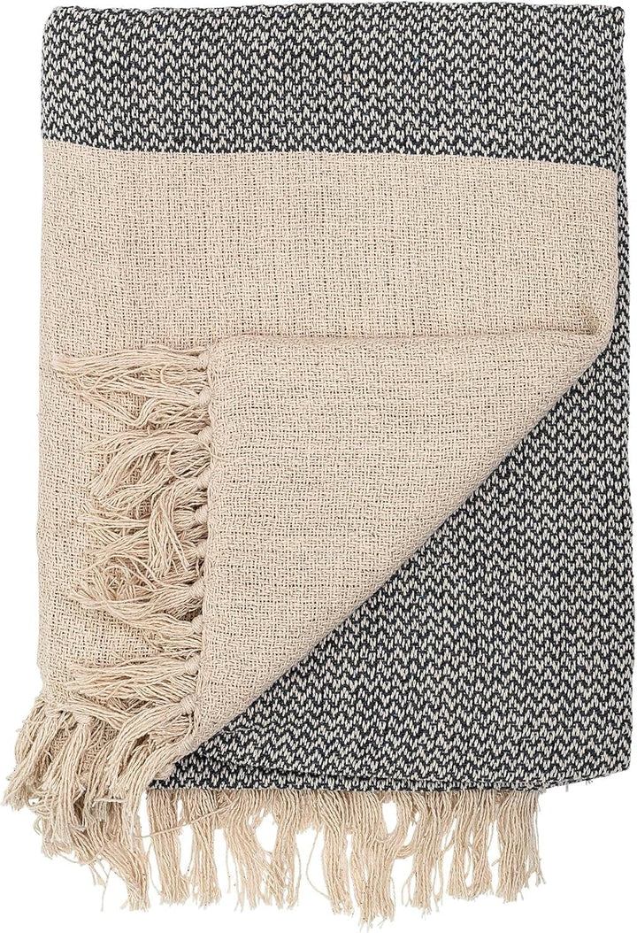 Bloomingville Tagesdecke, Schwarz, Baumwolle, 160Cm