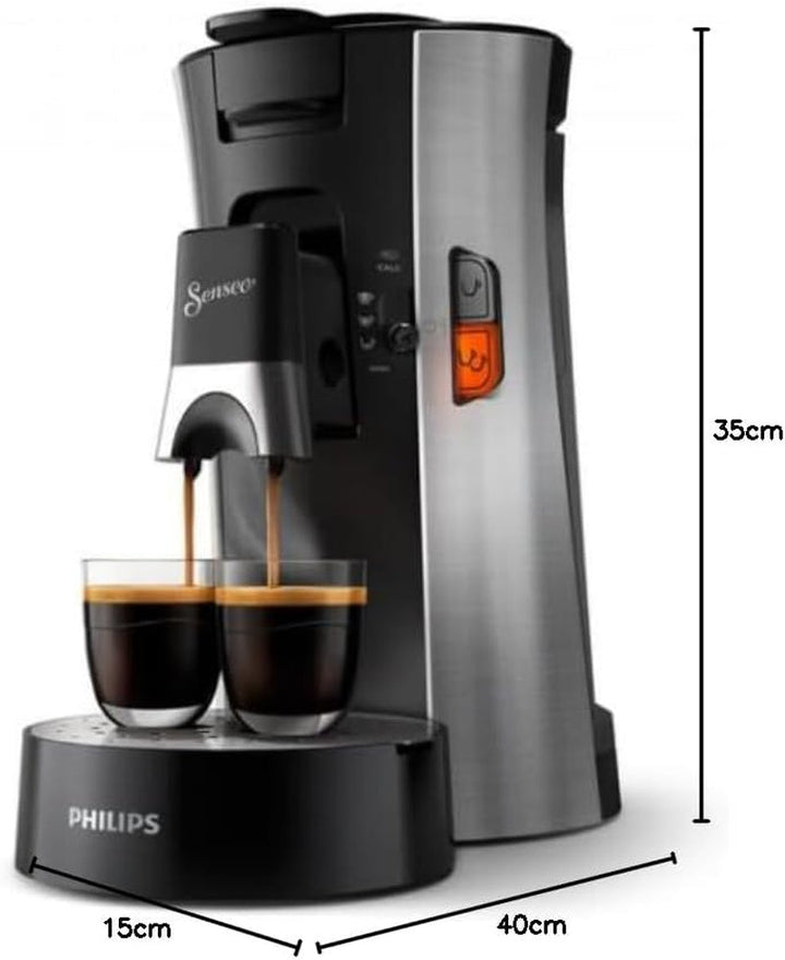 Philips CSA250/11 Espressor cu capsule Senseo Select Eco, Intensity Plus, Crema Plus, funcție Memo, oțel periat