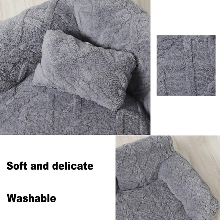 Canapea pentru câini și pisici – Pat pufos pentru câini de talie mică, Pat lavabil pentru pisici cu fund antiderapant, Gri 65 x 45 cm, Canapea moale pentru pisici de până la 7 kg