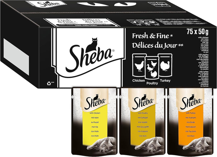 Sheba Nature`S Collection in Sauce - Cea mai fină hrană umedă pentru pisici în bol - Poultry Variation - 32 X 85G