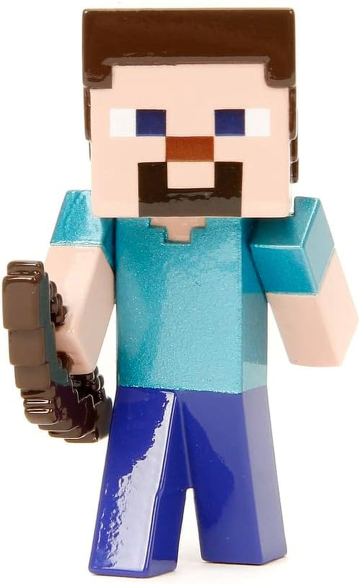 Jada Toys Minecraft Figure Set (4 bucăți) Fabricat din metal - Minecraft Caves & Cliffs Personaje de colecție (Steve, Alex, Creeper și Warden) Pentru gameri și colecționari de peste 8 ani, 6 cm fiecare