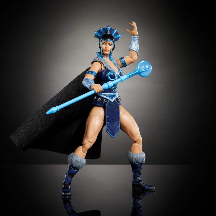 Masters of the Universe Masterverse Action Figure Aprox. 18 Cm înălțime, New Eternia Evil-Lyn, MOTU Toy Villainess, Sorceress, 30 puncte de mișcare, baghetă cu glob de cristal, JBP77