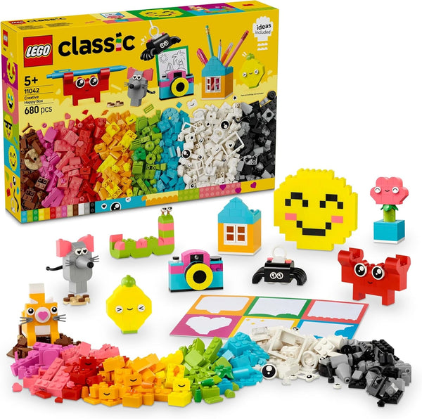 LEGO Classic Creative Fun Box, Cărămizi de construcție colorate pentru jocuri de rol imaginative, Set de construcție pentru începători, Jucării pentru fete și băieți de la 5 ani, Modele de reconstruit 11042