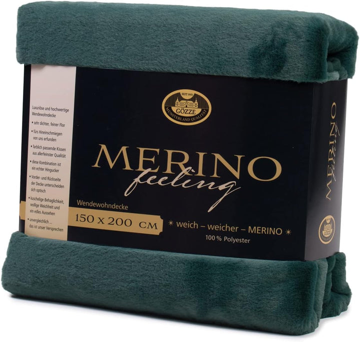 Gözze - Pătură confortabilă, Reversibilă, Densitate mare 600 G/M², 150 X 200 Cm - Verde închis Paturi si Cuverturi Besuche den GÃ¶zze-Store