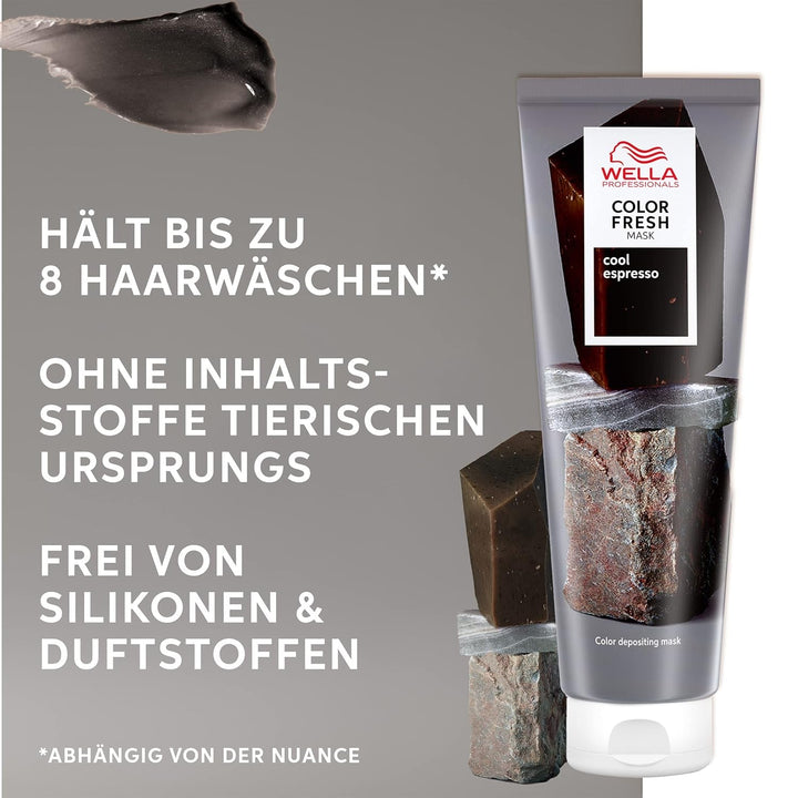 Wella Professionals Color Fresh Mask Cool Espresso - tratament pentru revitalizarea și schimbarea culorii părului - nuanță hrănitoare cu ulei de avocado - pentru păr negru și negru - 150 ml Masca de par Naty Shop
