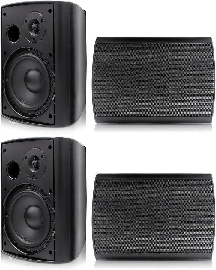 6,5 Zoll Outdoor-Lautsprecher Wasserdicht，800W Außenlautsprecher Mit Bluetooth Stereo-Verstärker, Perfekt Für Outdoor Terrasse Garten Veranda（4 Schwarz）