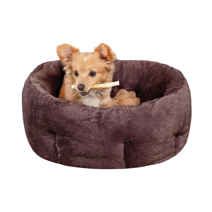 Pat pentru pisici de interior, lavabil, cu role de gât detașabile, pentru animale de companie de până la 4,1 kg – Covoraș de pluș cu imprimeu de diamant – Gri, mărimea S